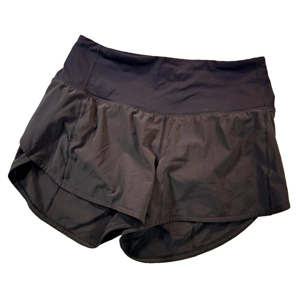 Lululemon Run Speed Short Ruffle Womens 4 Black Lined Running 2.5"